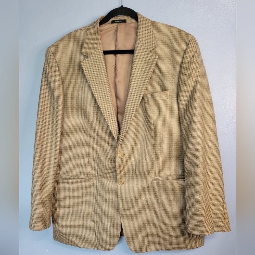 Lauren Ralph Lauren Silk Wool Houndstooth Men's Blazer 43R Tan